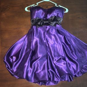 Purple strapless dress w/ bubble hem bottom